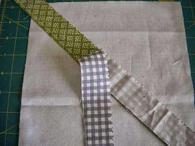 String Quilt Block Tutorial featured by top US quilting blog, A Quilting Life: image of string quilt block step two