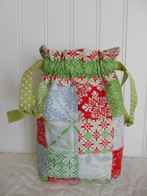 15 Things to Make for Christmas featured by Top US Quilting Blog, A Quilting Life: image of Christmas patchwork gift bag