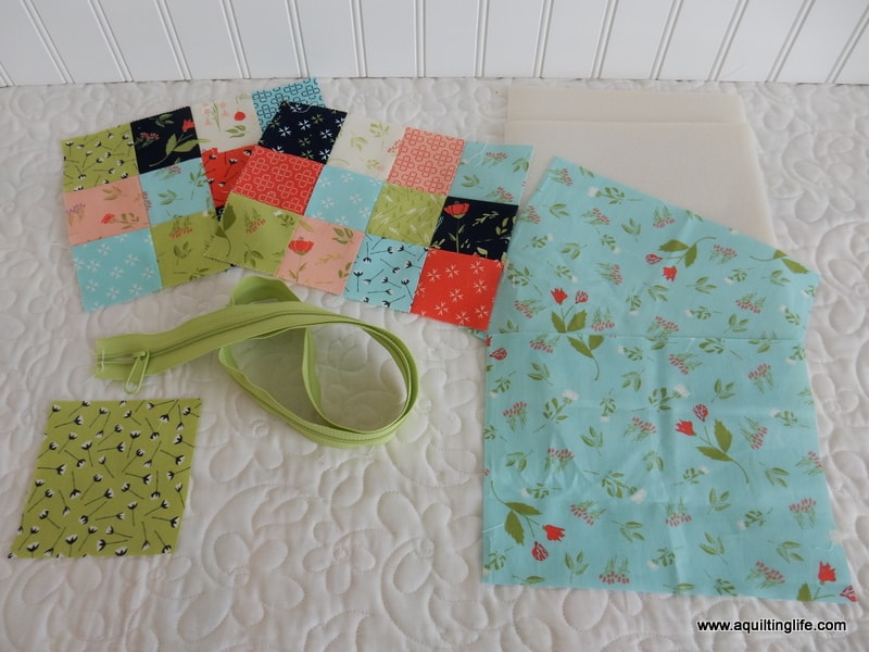 Patchwork Bag Tutorial featured by top US quilting blog, A Quilting Life: image of patchwork bag supplies