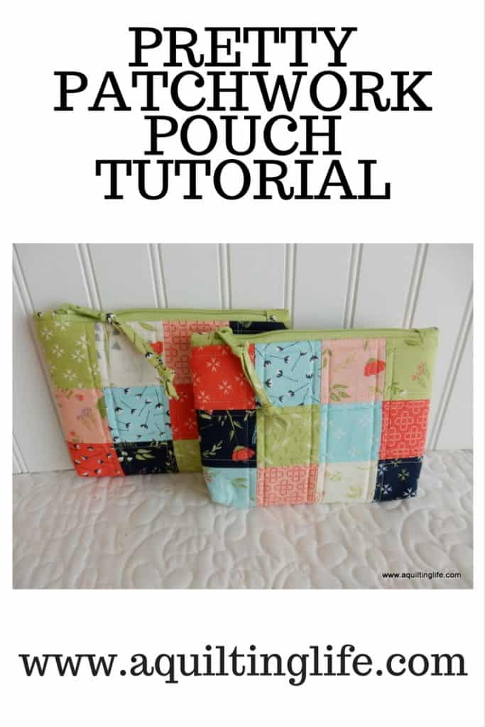 Patchwork Bag Tutorial featured by top US quilting blog, A Quilting Life: image of patchwork zipper pouch tutorial